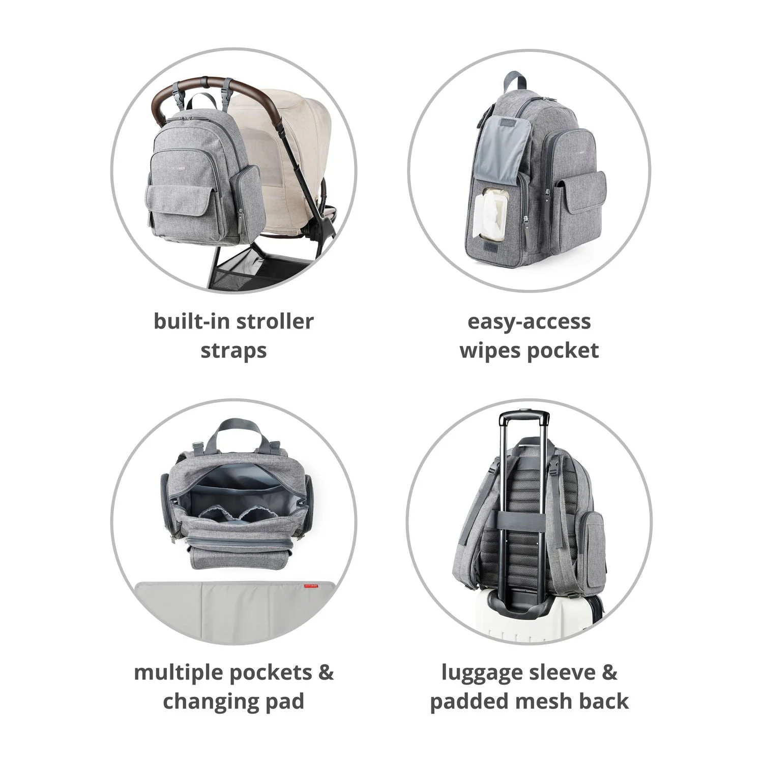 Heather Grey Luna Nappy Backpack - Image 5