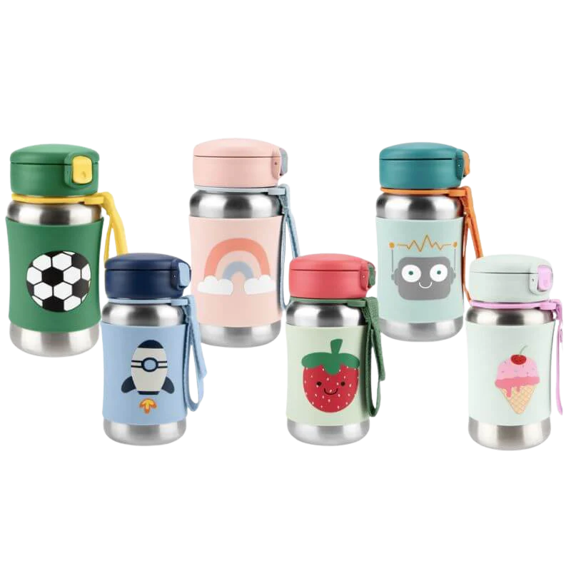 Ice Cream Spark Style Stainless Steel Straw Bottle 350ml - Image 4