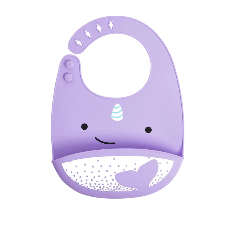 Skip Hop Zoo Fold & Go Silicone Bib - Narwhal