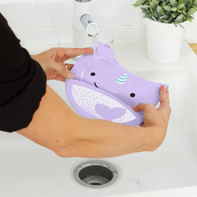 Skip Hop Zoo Fold & Go Silicone Bib - Narwhal - Image 2